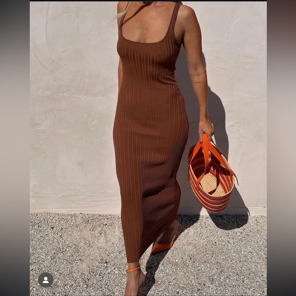 ELCE SWIM‎ Australian Brown Ribbed Maxi Dress